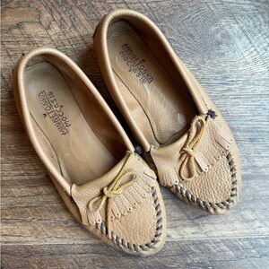 Minnetonka Light Brown Leather Moccasins